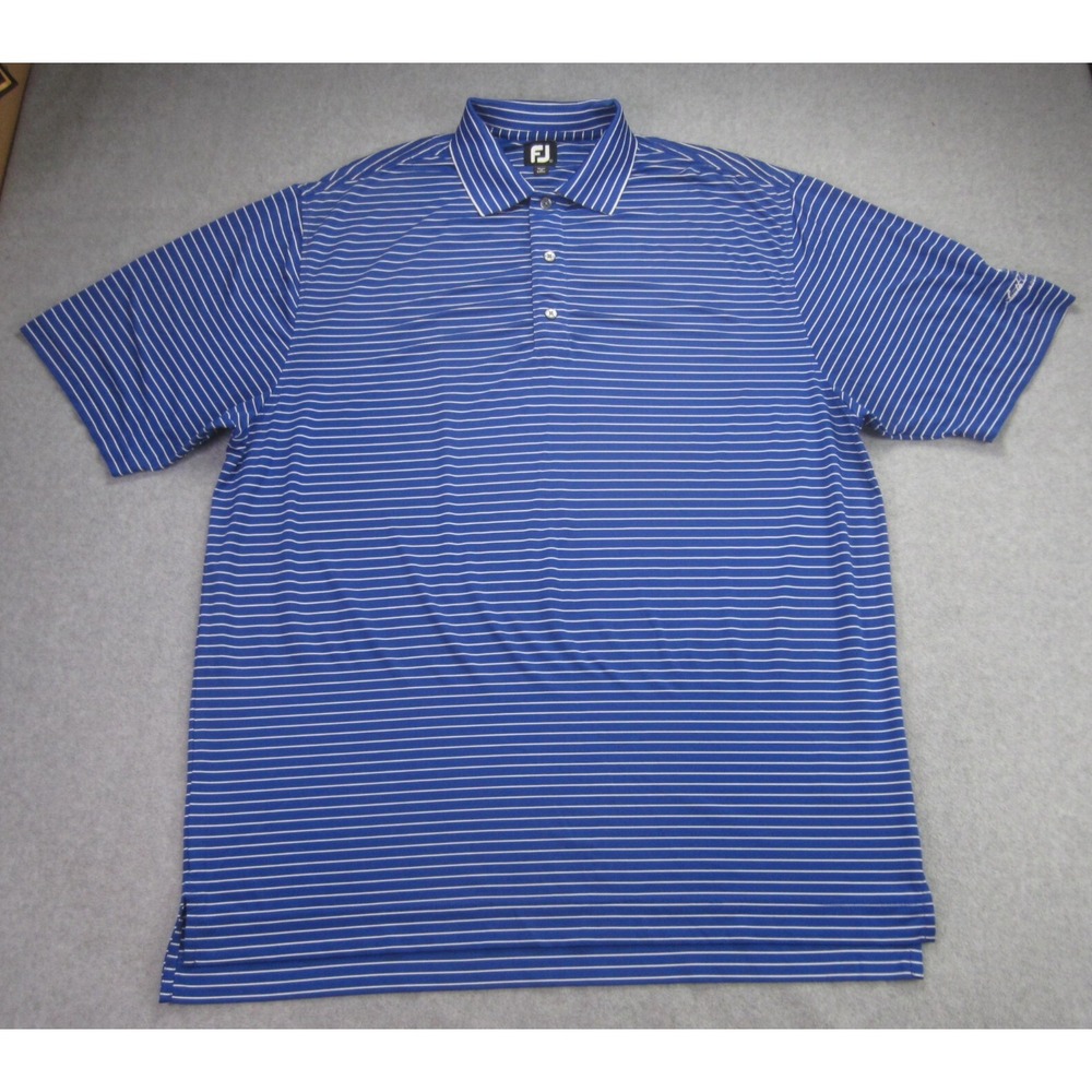 FootJoy Polo Shirt Mens XL Blue Striped South Padre Island Golf Logo Performance
